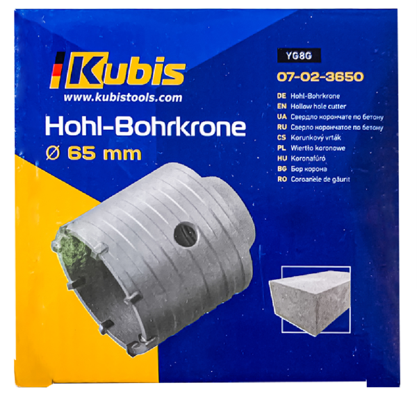 Hohl-Bohrkrone 65 mm in Beton, YG8C