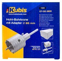 Hohl-Bohrkrone mit Adapter 65 mm, YG8C + Adapter SDS-Plus...