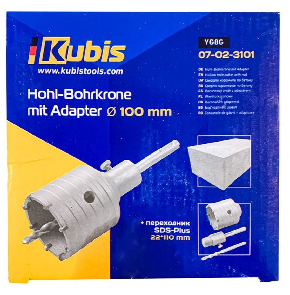 Hohl-Bohrkrone mit Adapter 100 mm, YG8C + SDS-Plus-Adapter 22*110 mm